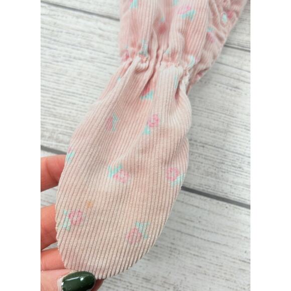 Osh Kosh B’gosh Vintage Footed Floral Overalls Corduroy Pink Baby Size 6/9 Month - Picture 4 of 11